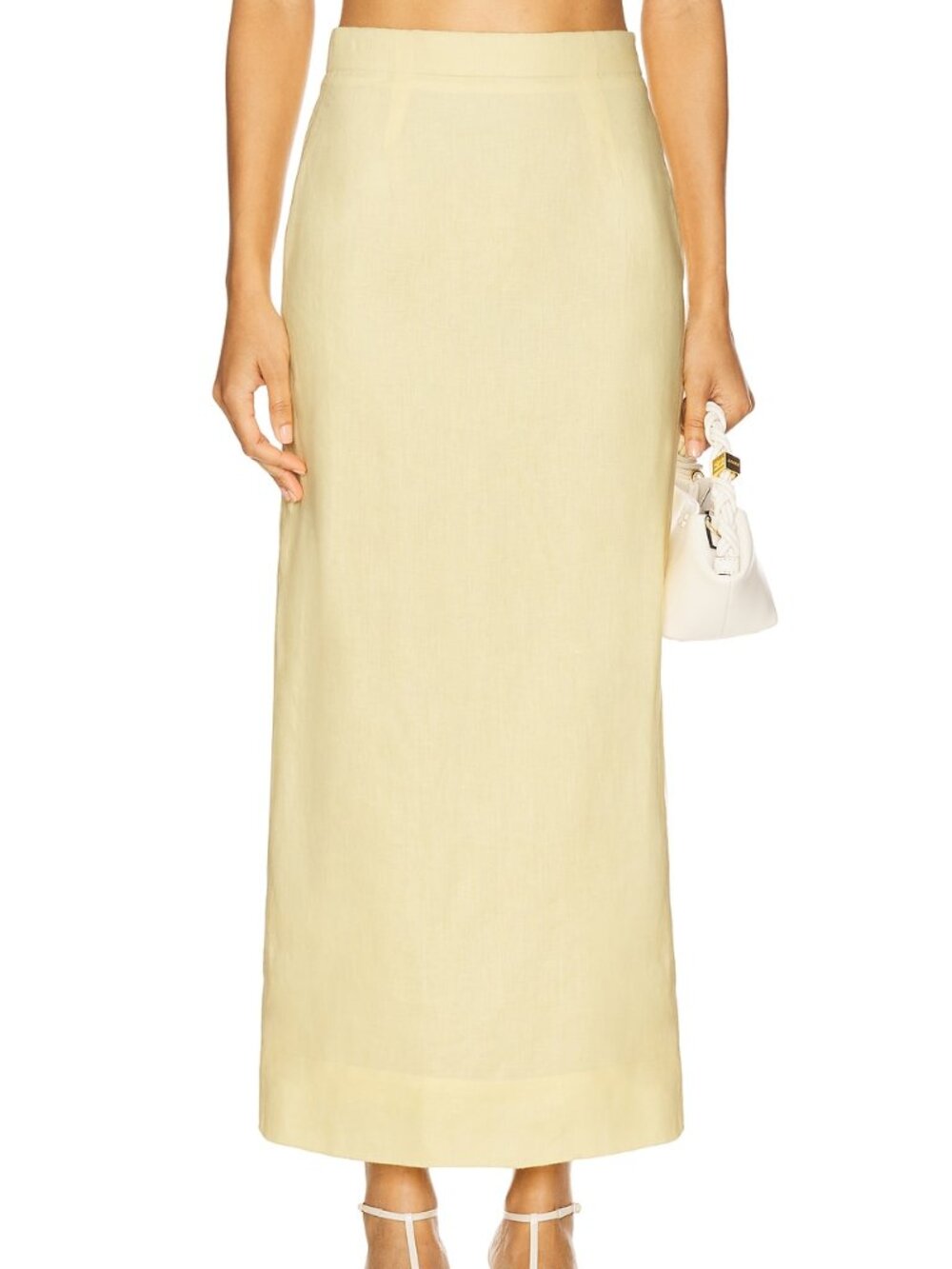Classic High-Waist Maxi Skirt in Pale Yellow